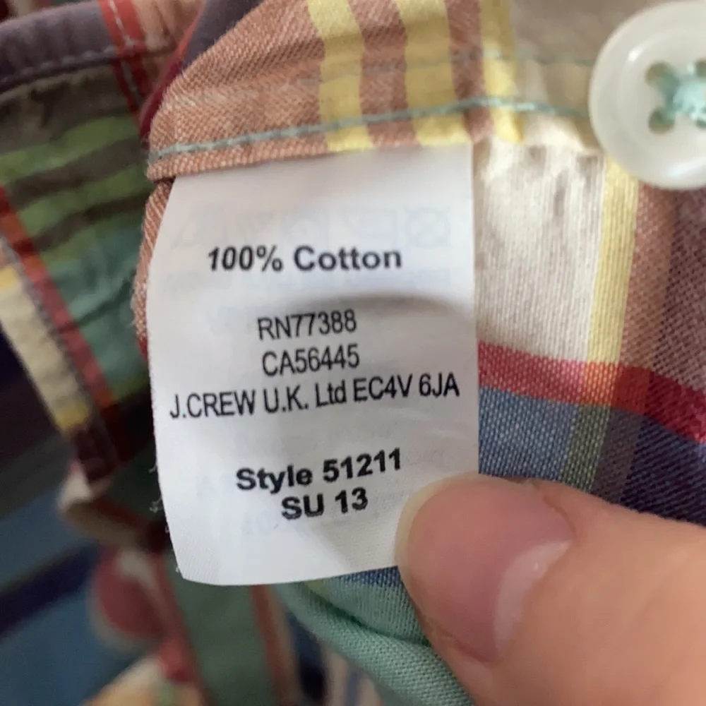 J Crew pastel plaid tartan cotton button up shirt size XL
